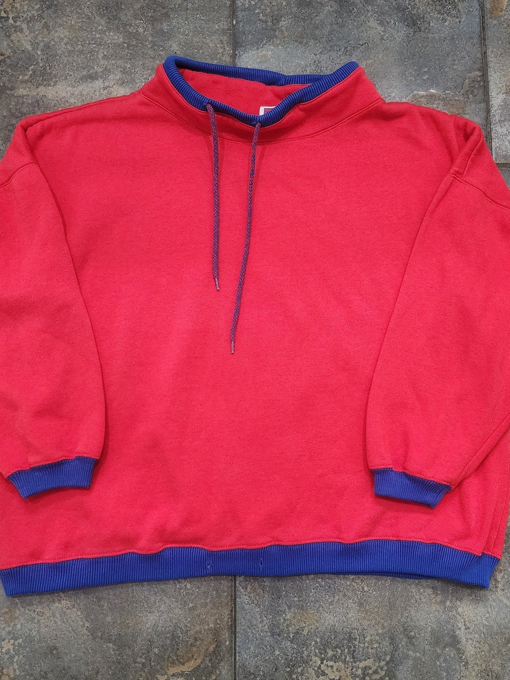 Vintage 90s Pacer Men's Large Ringer Mock Neck Dual Tone Blank Sweatshirt
